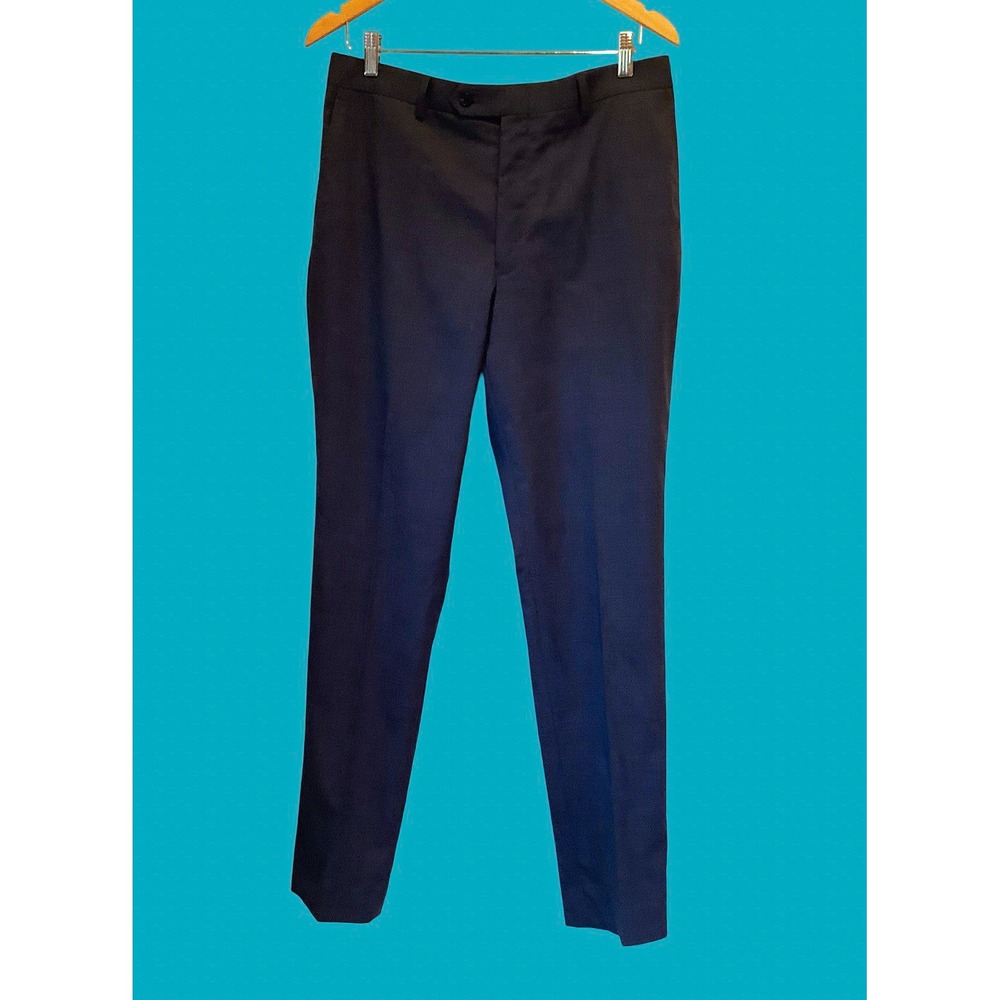 Hart Schaffner Marx Men's Gray Flat Front Lined Dress Pants 32W Straight Preppy